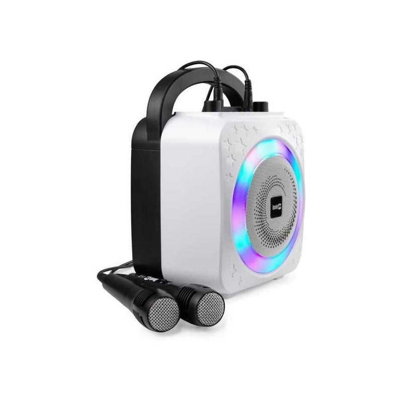 RockJam 10-Watt Rechargeable Bluetooth Karaoke Machine with Two Mics, Lightshow & Voice Effects - Image 1